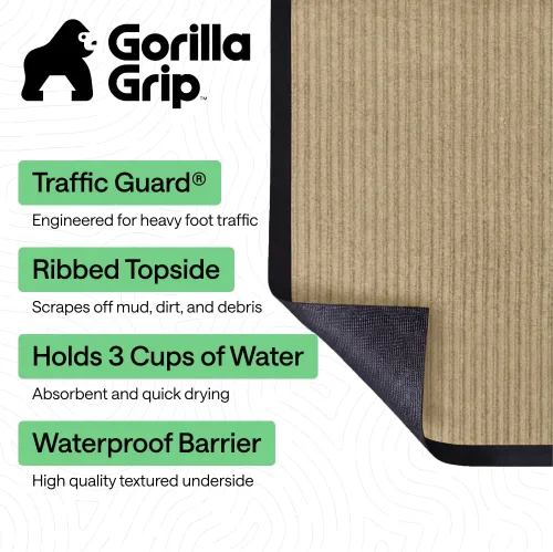 Vista 2 de Gorilla Grip - Tapete afelpado original de goma con perfil bajo, paquete de dos, resistente, duradero, impermeable y fácil de limpiar