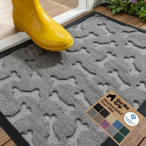 Vista 64 de Gorilla Grip - Tapete WeatherMax todo terreno 100% impermeable, caucho natural, resistente a manchas y decoloración, interior y exterior, fácil
