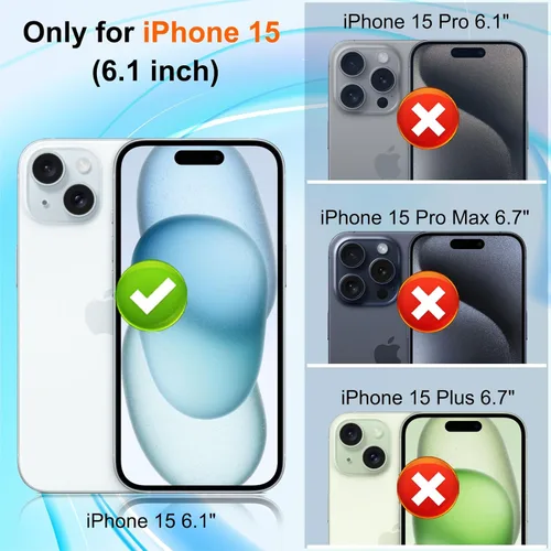 Vista 7 de WHPXJY Paquete de 2 + 3 protectores de pantalla de privacidad para iPhone 15 con protector de lente de cámara, antiarañazos, sin burbujas, fácil
