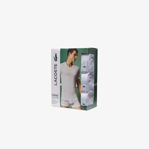 Vista 2 de Lacoste Camiseta interior 100% algodón con cuello en V para hombre, 3