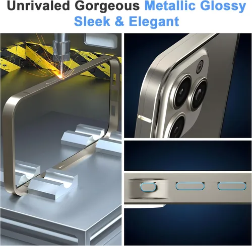 Vista 5 de Funda de privacidad de metal de titanio para iPhone 16, protector de pantalla de privacidad integrado y protector de lente de cámara, adsorción