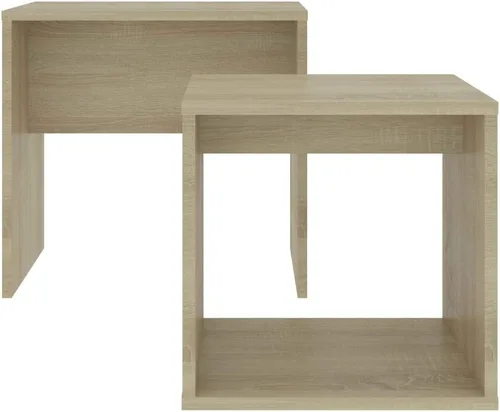 Vista 4 de Mesa auxiliar, mesa de centro cuadrada adecuada para sala de estar, oficina, balcón, estudio, juego de sala de estar familiar, roble Sonoma de 18.9