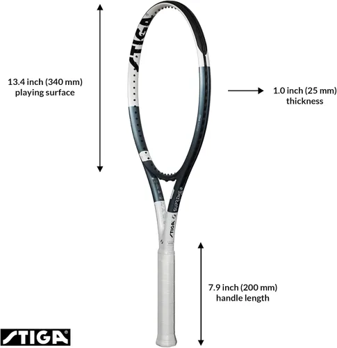 Vista 2 de STIGA Raqueta de tenis Supreme, raqueta de fibra de carbono de peso medio sin ataduras, todos los niveles de juego para mayor velocidad y control