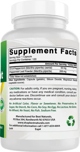 Vista 6 de Best Naturals Suplemento dietético calmante de aceite de menta, 250 mg, 120