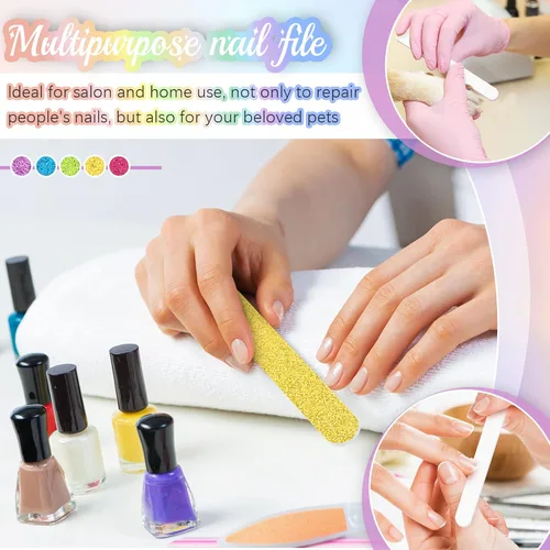 Vista 6 de Mixweer 50 limas de uñas con purpurina, tiras coloridas a granel, 7.01 x 0.75 pulgadas, para manicura y pedicura, limador de doble cara para mujeres