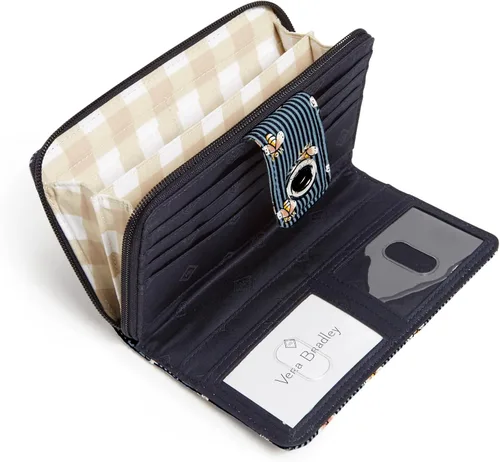 Vista 3 de Vera Bradley Cartera de algodón Turnlock para mujer con protección RFID