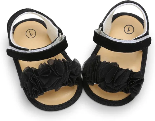 Vista 7 de myppgg Sandalias de verano para niñas pequeñas, antideslizantes, suela suave, pantuflas para bebés, vestido de princesa floral, zapatos