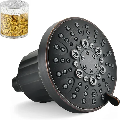 Vista 12 de BRIGHT SHOWERS Cabezal de ducha filtrado, cabezal de ducha fijo de alta presión para agua dura, filtro de doble medio que elimina el cloro