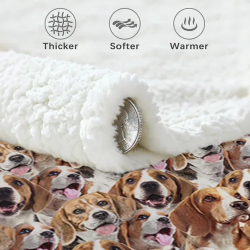 Vista 5 de BlessLiving Manta reversible de microfibra Beagle, manta de forro polar Sherpa pesado, 50 x 60 pulgadas