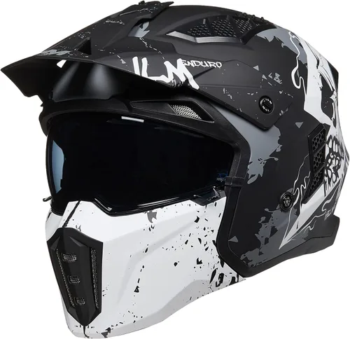 Vista 10 de ILM Medio casco de motocicleta de cara abierta 3/4 para hombres y mujeres, casco retro vintage con visera para ciclomotor, ATV, crucero, scooter
