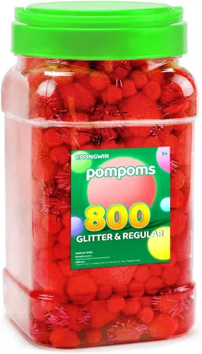 Vista 7 de Eppingwin - 2000 pompones negros, pompones suaves de 1 cm para manualidades, 0.4 pulgadas para proyectos de bricolaje de arte y manualidades (negro)