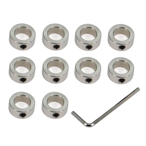 Vista 3 de 10 piezas de collar de bloqueo de eje de 0.197 in Collar de bloqueo de eje T5 Anillo de bloqueo de tornillo de plomo para piezas CNC (0.197 in-Plata)