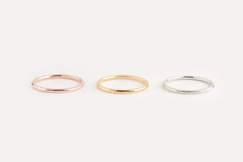 Vista 4 de Banda ultrafina en oro macizo de 9K, 14K y 18K, delicado anillo fino, anillo delgado de 0.043 in, anillo de protección simple, anillo de nudillo
