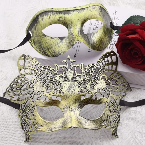 Vista 3 de FEQO 48 piezas máscaras de mascarada, máscaras antiguas vintage, máscaras venecianas