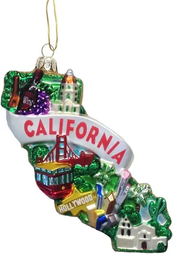 Vista 2 de Kurt Adler - Adorno de cristal de California, 5 pulgadas para Navidad