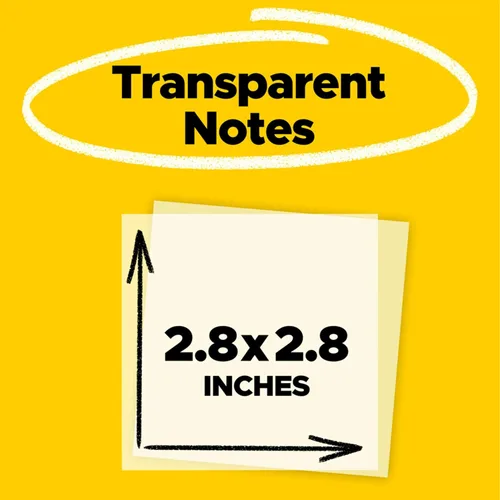 Vista 2 de Post-it Notas transparentes, 2.8 pulgadas x 2.8 pulgadas, notas adhesivas transparentes, suministros de regreso a la escuela, productos de oficina