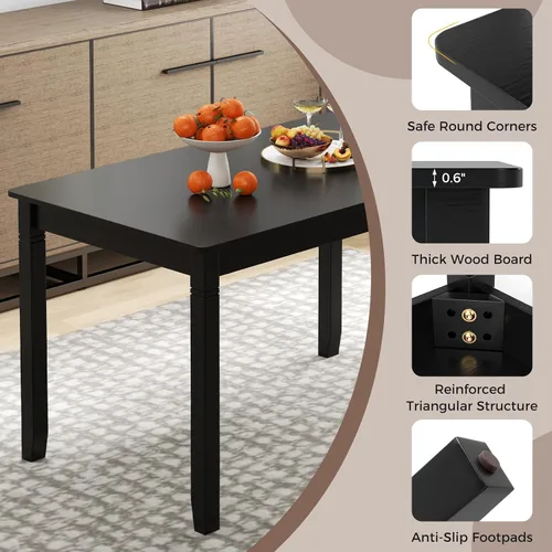 Vista 7 de Giantex Mesa de comedor para 4 personas, mesa de cocina de 48 x 29 pulgadas con patas de madera, carga de 330 libras, mesa de comedor rectangular