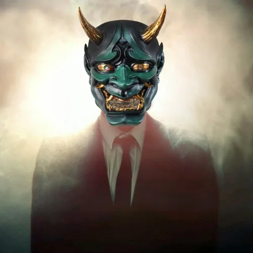 Vista 3 de Máscara de Kabuki Hannya del demonio malvado japonés, decorativa para Halloween, máscara de Oni Samurai Kabuki, Prajna Devil, máscara de Hannya
