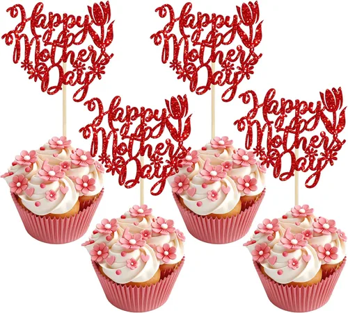 Vista 10 de Gyufise 1 paquete de decoración para pastel del día de la madre, la mejor mamá del mundo, con flores de mariposa, decoración de pastel de cumpleaños