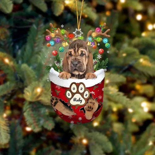 Vista 141 de Adornos personalizados de Pug cervatillo – Decoración personalizada para árbol de Navidad con patas de bolsillo de nieve
