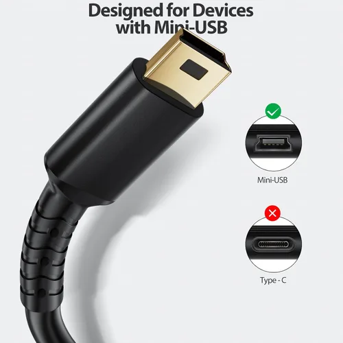 Vista 2 de VOTY Mini USB Cable, USB 2.0 to Mini B Male Charger Cord Durable USB Mini to USB Charging Cable Compatible with PS3 Controller, MP3 Player, Camera