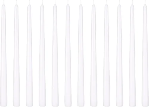 Vista 12 de Mega Candles 48 velas cónicas negras rectas sin perfume, vela de cera vertida a mano de 4 x 3/4 pulgadas, decoración del hogar, recepciones de boda