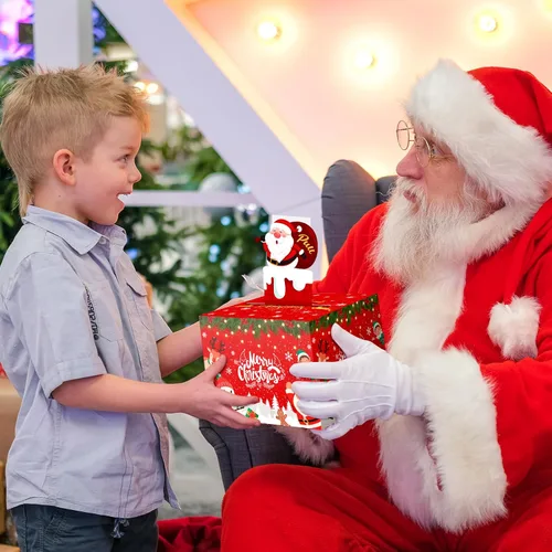 Vista 3 de Caja de dinero de Navidad para regalo en efectivo, caja sorpresa de felicidad, cajas de dinero con tarjeta extraíble de Papá Noel y 30 bolsas
