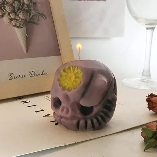 Vista 3 de Adai - Molde de vela de calavera para hacer velas, molde de silicona 3D para fundición de resina, bricolaje yeso, arcilla polimérica, decoración