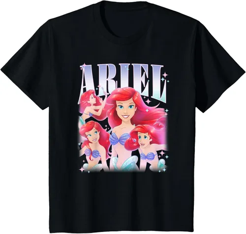 Vista 35 de Disney Camiseta de la princesa Ariel de la Sirenita Multi Pose, Negro