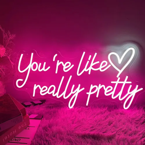 Vista 2 de Letrero de neón con texto en inglés "Your are Like Really Pretty Neón", luces LED de neón para dormitorio, cumpleaños, boda, compromiso, fiesta