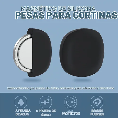 Vista 2 de labphant Pesos magnéticos para cortina de ducha – Imanes recubiertos de silicona para cortina de ducha pesada con forro – Pesos de cortina de Negro