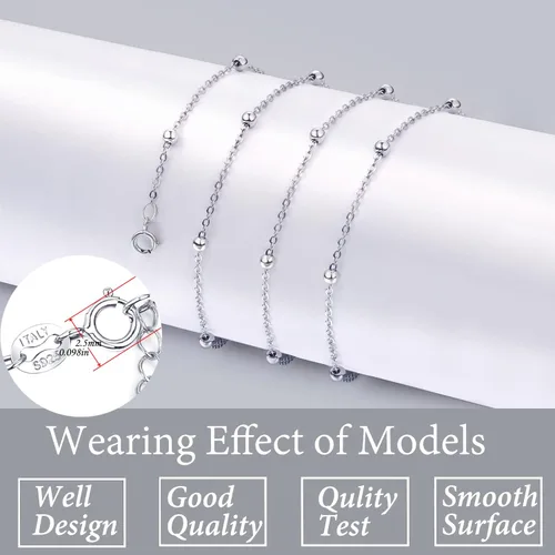 Vista 4 de Collar de cadena de plata de ley 925 para mujeres y hombres, de 0.059 pulgadas, delicado, ajustable, largo, delgado, cadena de serpiente, cadenas