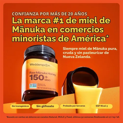 Vista 4 de Wedderspoon Miel de manuka cruda premium, 850+ MGO, 8.8 onzas, miel de Nueva Zelanda sin pasteurizar, desde nuestras colmenas hasta tu hogar