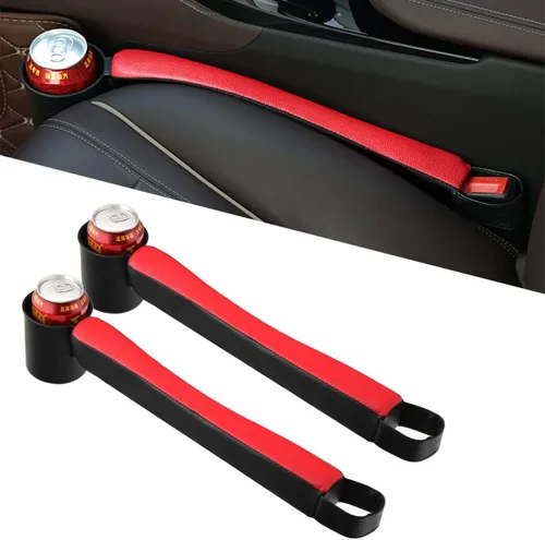 Vista 9 de Tumecos Almohadilla de relleno para asiento de automóvil, de piel sintética, organizador de bolsillo lateral con un portavasos para teléfono