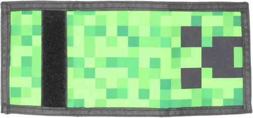 Vista 2 de Minecraft Creeper Face Nylon Tri-Fold Wallet Multicolor