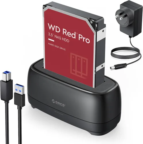 Vista 10 de ORICO Estación de acoplamiento de disco duro para USB C 2.5"/3.5" SSD HDD SATA I II III Base de disco duro externo 22TB 2 en 1 Tipo C a USB A Cable