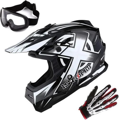 Vista 9 de 1Storm - Casco de motocross para adultos, BMX, MX, ATV, Dirt Bike, motocicleta cuádruple de cuatro ruedas, estilo de carreras, HF801 Sonic Blue