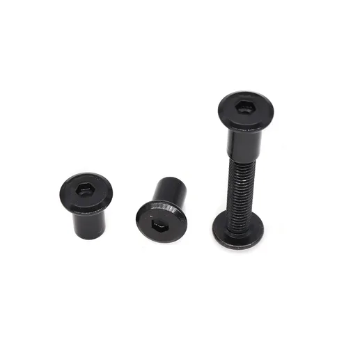 Vista 7 de Juego de 10 tornillos para muebles M8 x 0.591 in, color negro, con tuerca de pasador de barril M8 x 0.591 in