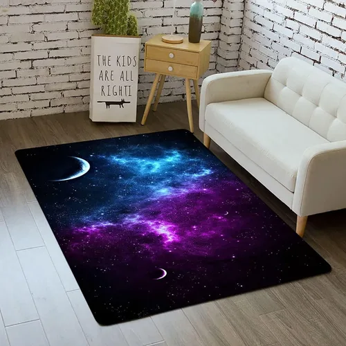 Vista 18 de Alfombra de espacio exterior para habitación de niños, 3 x 5 pies, alfombra Galaxy para dormitorio de niños, suave, antideslizante, sistema solar