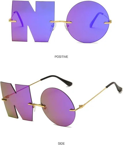 Vista 3 de ENTHYI Gafas de sol irregulares sin montura del diseño de la letra NO del partido para los hombreslas mujeres UV400 Streetwear Eyewears
