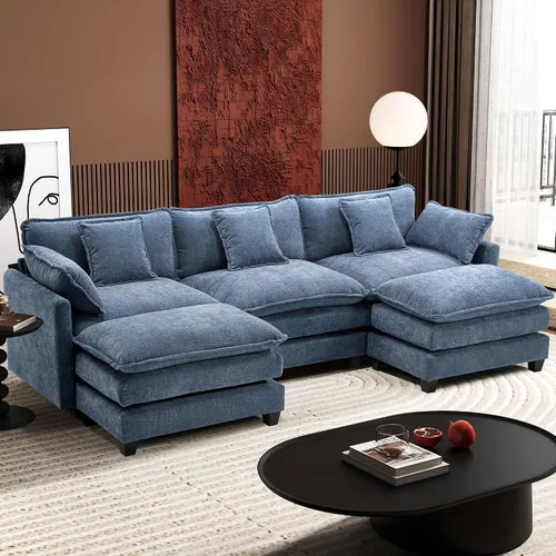 Vista 42 de Ihanherry - Sofá de nube de 3 plazas en L, modular, de asiento profundo, para sala de estar, cómodo cojín de asiento tapizado de doble capa, tela