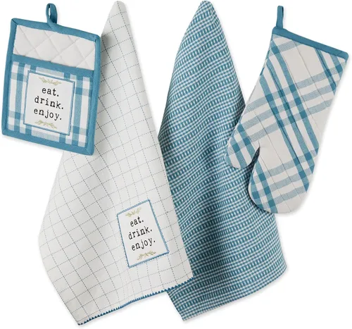 Vista 15 de DII Home Sweet Farmhouse Kitchen Collection, manoplas de horno, juego de toallas de cocina, color rojo granero, 4