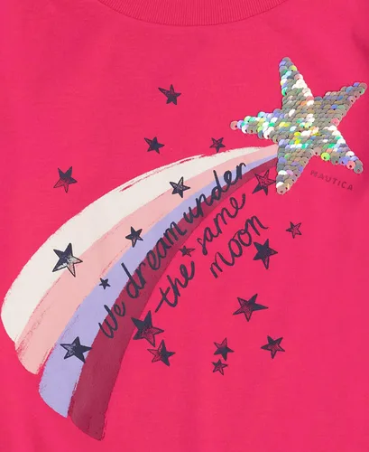 Vista 2 de Nautica Camiseta gráfica de manga larga para niña, adornos de lentejuelas y purpurina