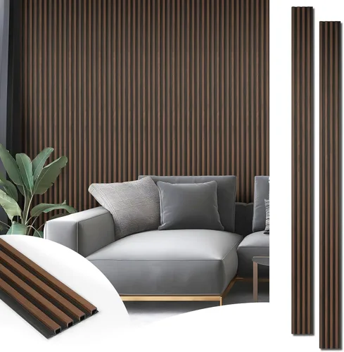 Vista 8 de Art3d Paquete de 4 paneles de pared de listones de madera WPC de 6 x 6 pulgadas para decoración de pared interior, paneles de pared acústicos