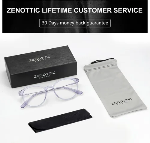 Vista 6 de ZENOTTIC Gafas ópticas redondas con marco transparente, lentes transparentes, lentes sin receta para mujer