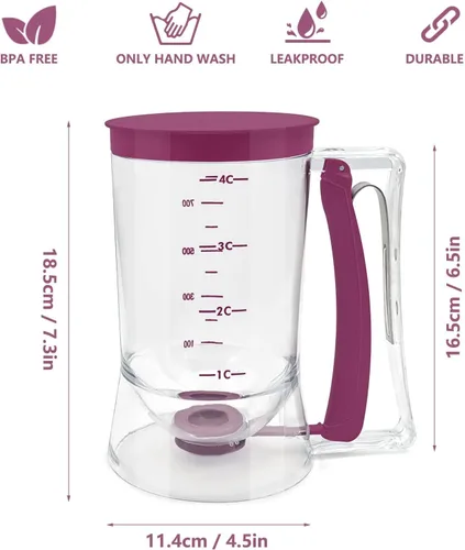 Vista 6 de Dispensador de masa para tortitas y magdalenas, utensilio de repostería con etiqueta de medición, herramienta perfecta para hornear cupcakes