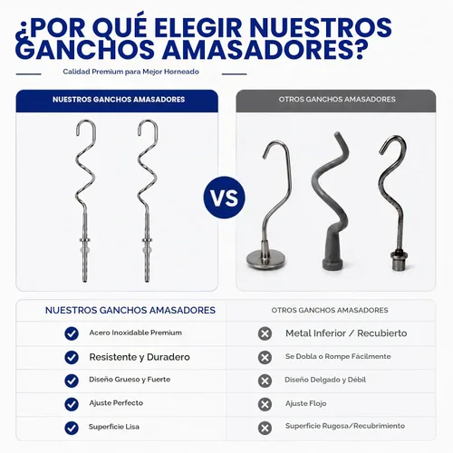 Vista 5 de Ganchos de masa KHM512 para batidora de mano, repuesto compatible con KitchenAid serie KHM/5KSM/KSM/KSMO/KSMH, accesorios de acero inoxidable