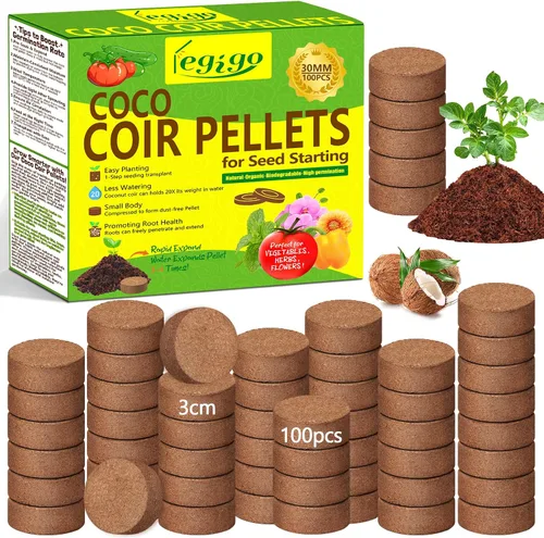 Vista 10 de Legigo 50 Pz 30mm de Fibra de Coco en Pellets para Mezcla de Suelo de Inicio de Semillas - Pods de Suelo de Fibra de Coco Orgánico para Plántulas