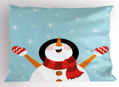Vista 71 de Ambesonne Juego de 2 fundas de almohada navideñas, diseño de estrellas de Navidad y copos de nieve, letras retro, ropa de cama de microfibra