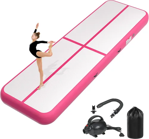 Vista 12 de Colchoneta inflable de gimnasia de 6, 10, 13, 16, 20 pies, 4/8 pulgadas de grosor, con bomba de aire eléctrica para uso doméstico, entrenamiento